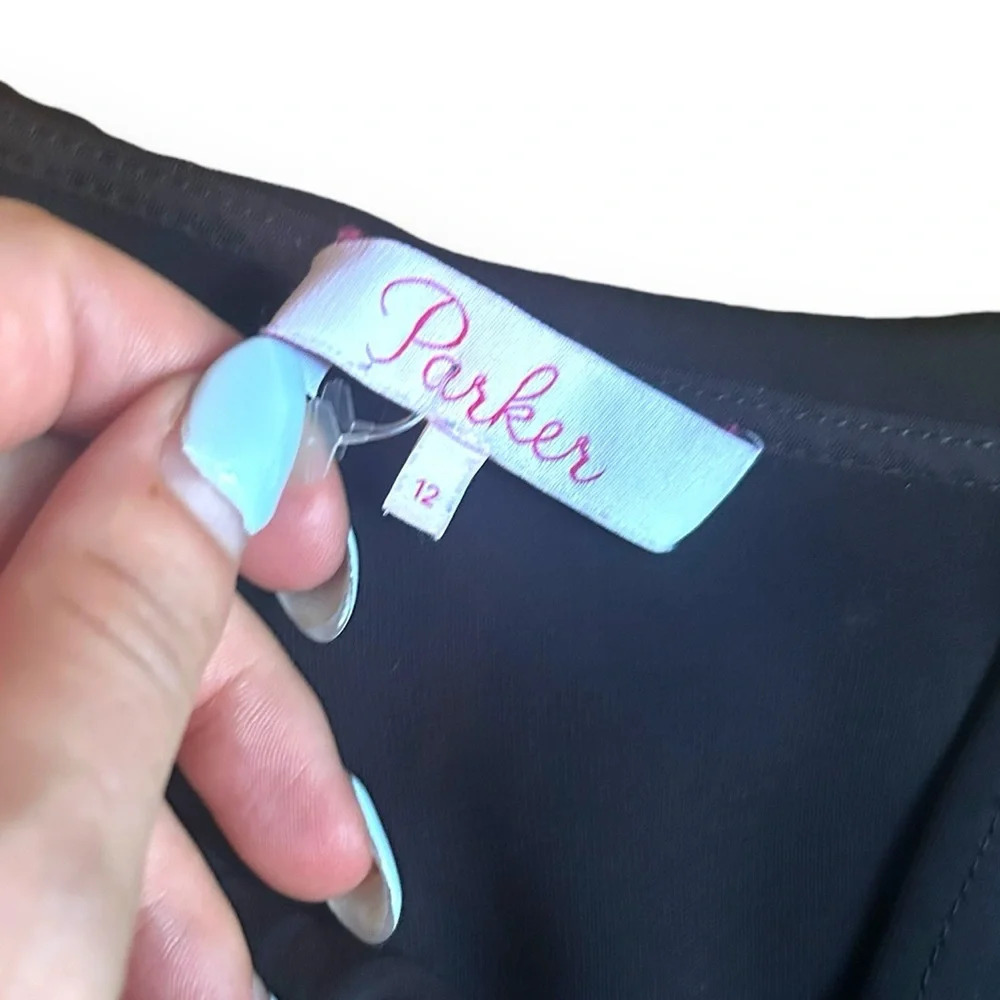 Parker Addison Black Spaghetti Strap Cropped‎ Jumpsuit Romper Women's Size 12 - Picture 9 of 15